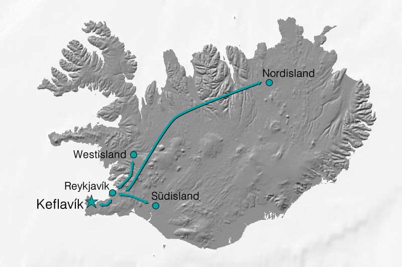 Karten Verlauf Island Ferienhausidylle unter Nordlichtern