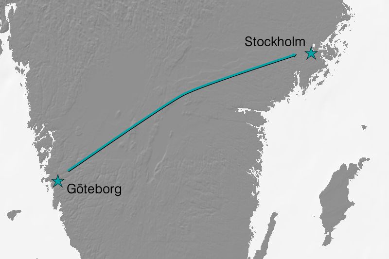 Karte Reiseverlauf Schwedenreise von Göteborg nach Stockholm