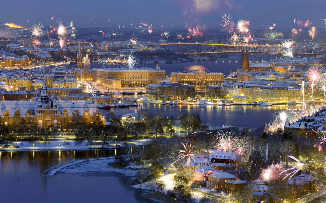 Silvesterfeuerwerk in Stockholm