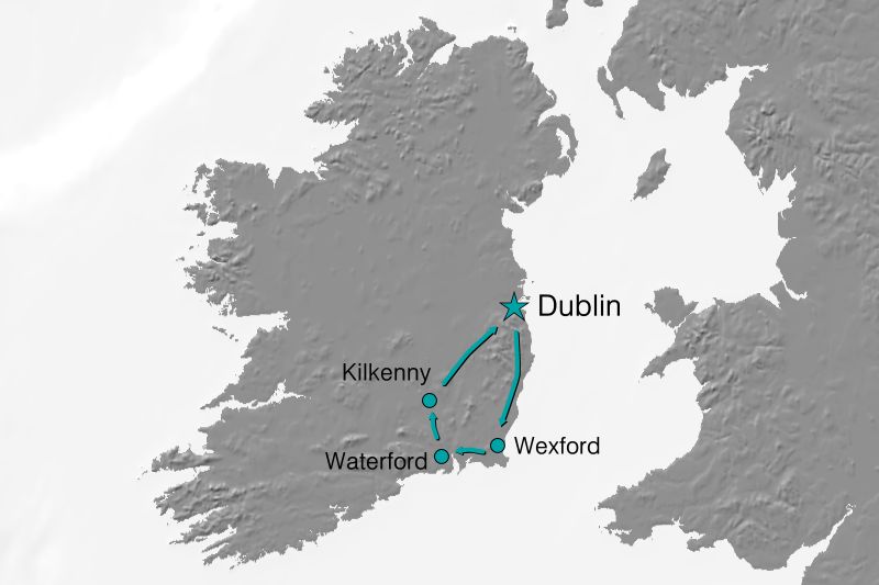 Karte Reiseverlauf - Irland beschnuppern