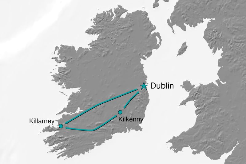 Karte Reiseverlauf - Irland beschnuppern